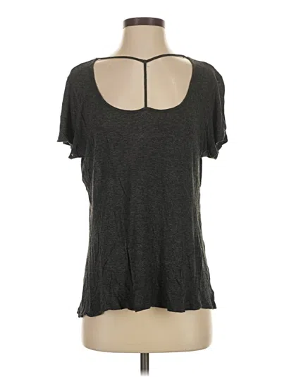 Pre-owned Emma & Sam Short Sleeve Top Gray Keyhole Neckline Tops