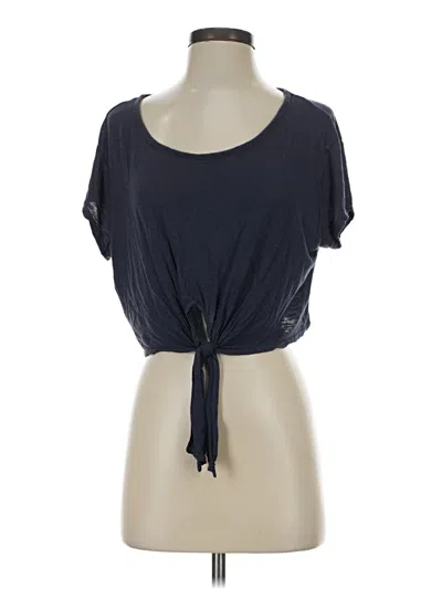 Pre-owned Emma & Sam Short Sleeve Top Gray Keyhole Neckline Tops