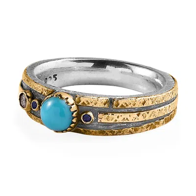 Emma Chapman Jewels Women's Blue / Gold Turquoise Diamond Sapphire Band Ring