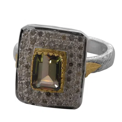 Emma Chapman Jewels Women's Brown / White / Silver Brown Tourmaline Diamond Loren Ring In Multi