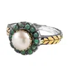 Emma Chapman Jewels Women's Gold / Green / White Pearl Emerald Cocktail Ring In Green
