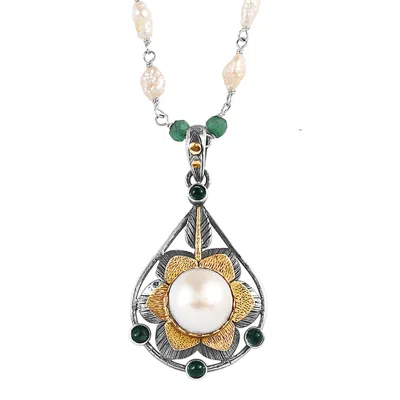 Emma Chapman Jewels Women's Gold / Green / White Pearl Emerald Gold Pendant