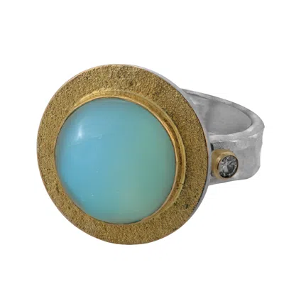 Emma Chapman Jewels Women's Gold / Silver / Blue Bon Bon Chalcedony Diamond Ring