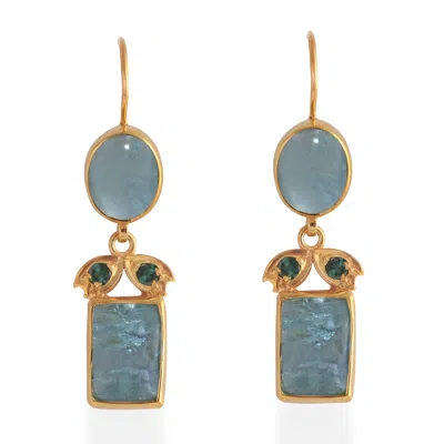 Emma Chapman Jewels Women's Green / Blue Bathsheba Aquamarine Drop Earrings In Multi