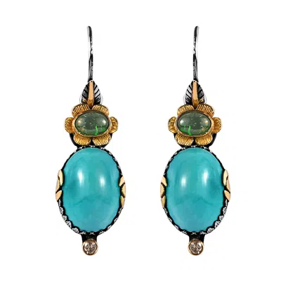 Emma Chapman Jewels Women's Green / Blue / Gold Ocean Turquoise Tourmaline Dangle Earrings