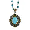 Emma Chapman Jewels Women's Green / Blue / Gold Ocean Turquoise Tourmaline Diamond Statement Pendant