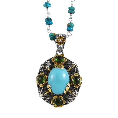 Emma Chapman Jewels Women's Green / Blue / Gold Ocean Turquoise Tourmaline Diamond Statement Pendant
