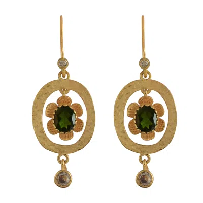 Emma Chapman Jewels Women's Green / Gold Dolly Tourmaline Diamond Gold Earrings In Multi
