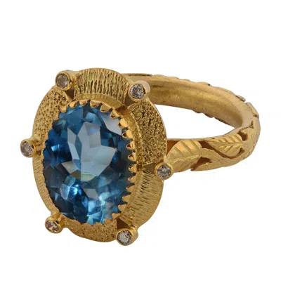 Emma Chapman Jewels Women's Greta Blue Topaz Diamond Gold Ring