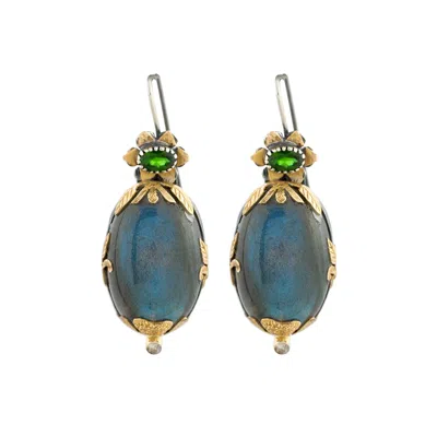 Emma Chapman Jewels Women's Grey Ofelia Labradorite Tourmaline Diamond Drop Earrings In Gray