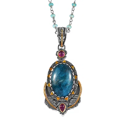 Emma Chapman Jewels Women's Red / Gold / Blue Apatite Ruby Ava Pendant In Multi