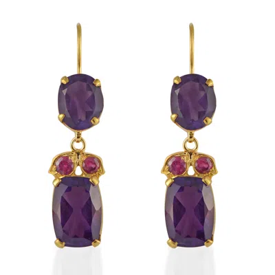 Emma Chapman Jewels Women's Red / Yellow Bathsheba Amethyst Ruby Drop Earrings In Multi