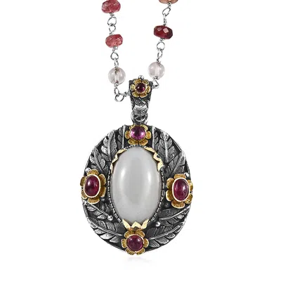 Emma Chapman Jewels Women's Silver / Red / White Moonstone Ruby Gold Silver Statement Pendant In Multi