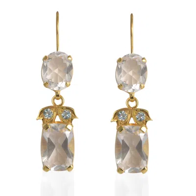Emma Chapman Jewels Women's White / Blue Bathsheba Crystal Aquamarine Drop Earrings In Multi