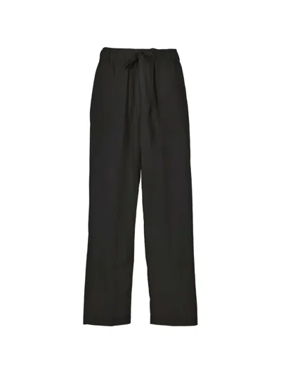 Emma E Gaia Drawstring Wide-leg Trousers In Black
