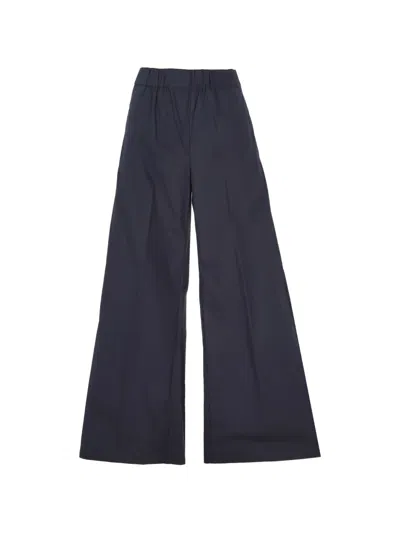Emma E Gaia Elasticated Wide-leg Palazzo Pants In Blue