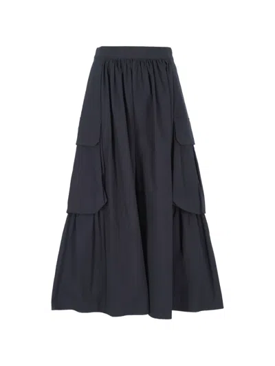 Emma E Gaia Gathered Cargo Skirt In Blue