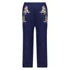 Emma Harris Women's Blue Elsa Silk And Lace Pyjama Trouser In Blue
