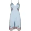 Emma Harris Women's Blue Luxurious Silk Sleepwear Chemise In Multi