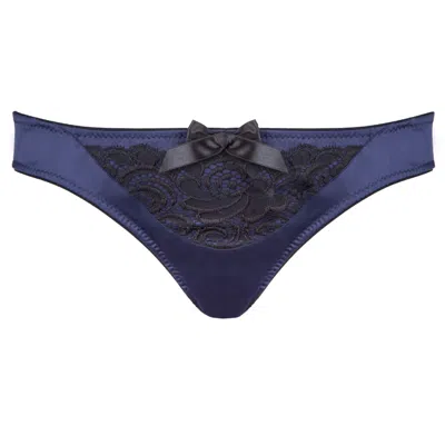 Emma Harris Women's Blue Signature Navy Lace Front Thong In Multi