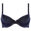 Emma Harris Women's Blue Signature Navy Padded Plunge Bra In Animal Print