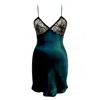 Emma Harris Women's Green / Black Annabelle Silk Chemise In Luxury Silk And Lace In Green