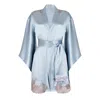 Emma Harris Women's Luxury Blue Silk Kimono Style Robe In Blue