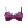 Emma Harris Women's Rochelle Luxury Balcony Bra In Winter Berry Silk With French Lace In Yellow