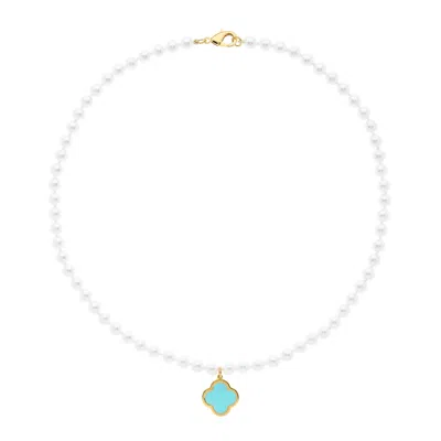 Emma Holland Jewellery Women's Blue / White Pearl & Enamel Flower Pendant In Multi