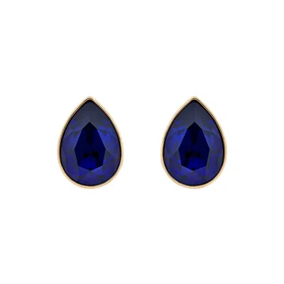 Emma Holland Jewellery Women's Gold / Blue Indigo Pear Crystal Clip Earrings