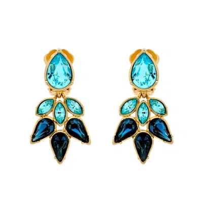 Emma Holland Jewellery Women's Gold / Blue Sapphire & Aqua Crystal Statement Clip Earrings In Multi