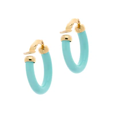 Emma Holland Jewellery Women's Gold / Blue Turquoise Resin Hoop Clip Earrings
