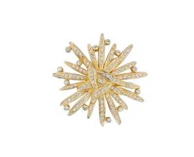 Emma Holland Jewellery Women's Gold Crystal Art Deco Brooch - Limited Edition