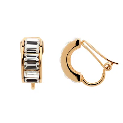 Emma Holland Jewellery Women's Gold Crystal Baguette Small Hoop Clip Earrings