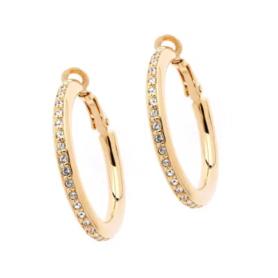 Emma Holland Jewellery Women's Gold Crystal Hoop Clip On Earrings
