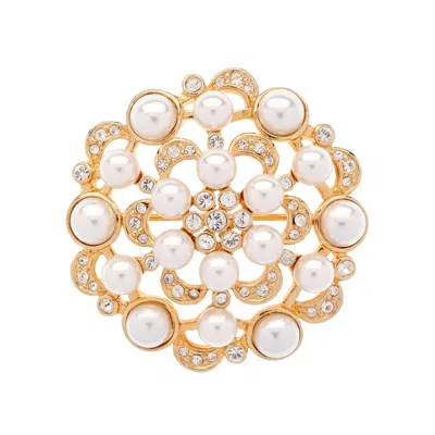 Emma Holland Jewellery Women's Gold Pearl & Crystal Flower Brooch