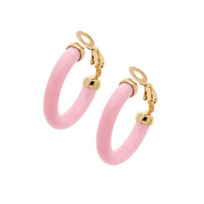 Emma Holland Jewellery Women's Gold / Pink Pink Resin Hoop Clip Earrings In Multi