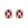 Emma Holland Jewellery Women's Gold / Pink / Purple Amethyst Octagon Crystal Earrings