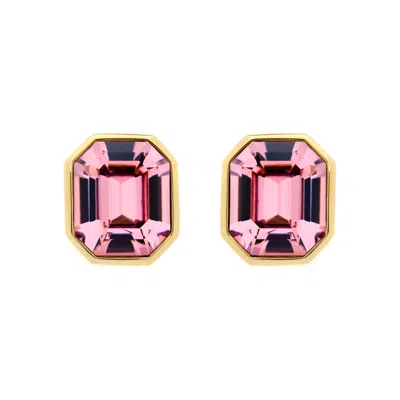 Emma Holland Jewellery Women's Gold / Pink / Purple Amethyst Octagon Crystal Earrings