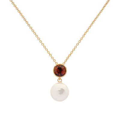 Emma Holland Jewellery Women's Gold / Red Burgundy Crystal & Coin Pearl Pendant In Multi