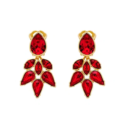 Emma Holland Jewellery Women's Gold / Red Ruby Crystal Statement Clip Earrings