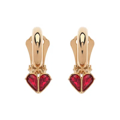Emma Holland Jewellery Women's Gold / Red Ruby Heart & Hoop Clip Earrings In Multi