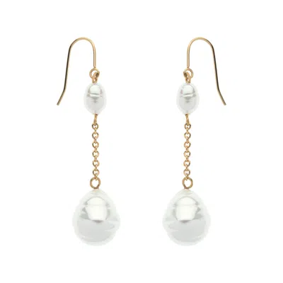 Emma Holland Jewellery Women's Gold / White Baroque Pearl & Chain Drop Earrings In Multi