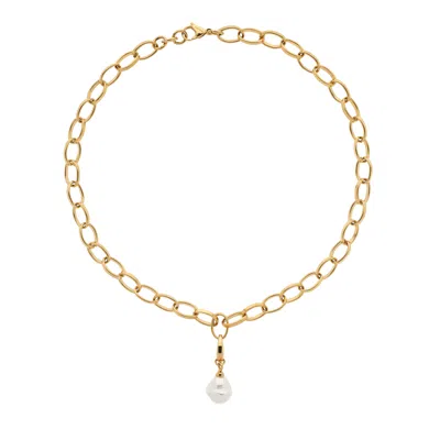 Emma Holland Jewellery Women's Gold / White Baroque Pearl Charm Chain Necklace In Multi
