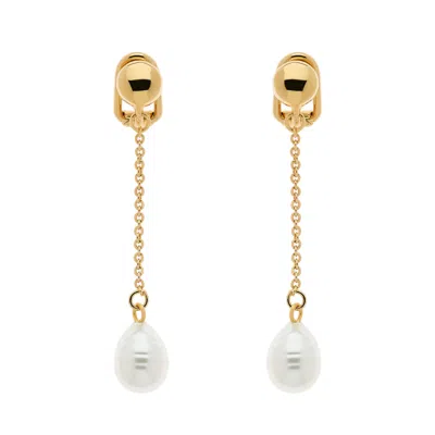 Emma Holland Jewellery Women's Gold / White Baroque Pearl On Gold Drop Clip Earrings In Multi