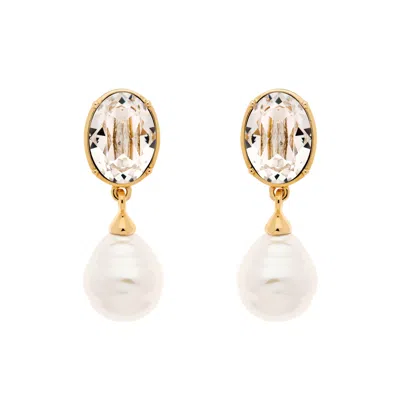 Emma Holland Jewellery Women's Gold / White Crystal & Baroque Pearl Statement Clip Earrings In Multi