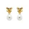Emma Holland Jewellery Women's Gold / White Gold Bow & Pearl Clip Earrings