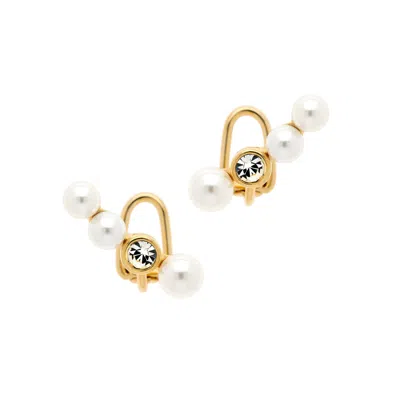Emma Holland Jewellery Women's Gold / White Pearl & Crystal Clip Ear Climber In Multi