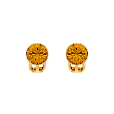 Emma Holland Jewellery Women's Gold / Yellow / Orange Topaz Crystal Stud Clip Earrings In Multi