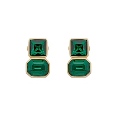 Emma Holland Jewellery Women's Green / Gold Gold & Emerald Crystal Clip Earrings In Multi
